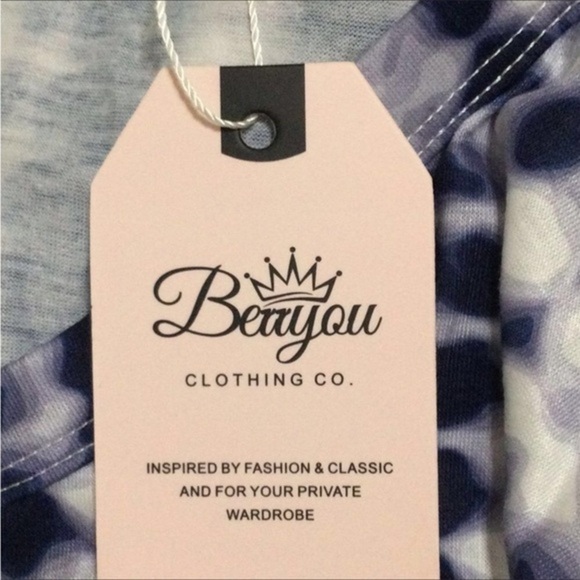 BERRYOU Blue Tie Dye Front Knot Dress‎ Med NWT - Picture 13 of 15